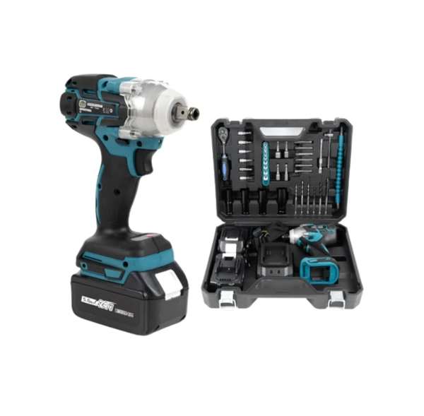 Cheie de Impact 48V – 550Nm, 2 acumulatori, 43 accesorii – Set complet